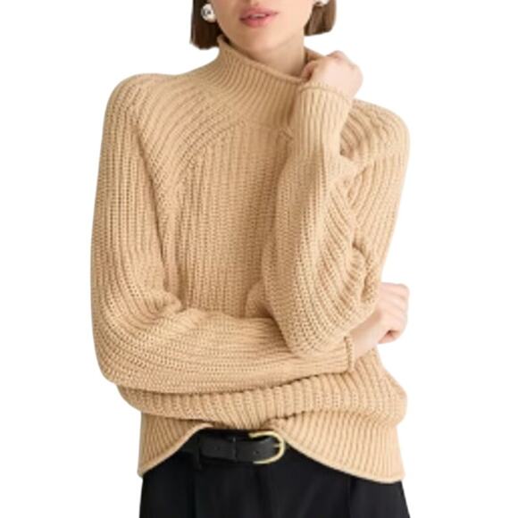 J. Crew S Relaxed Rollneck Sweater Tan Camel Womens BE159 Quiet Luxury - Picture 1 of 10